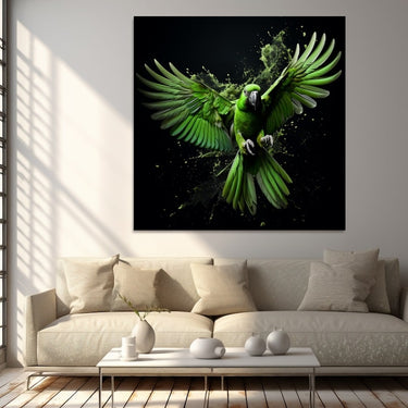 Black Background Parrot Painting